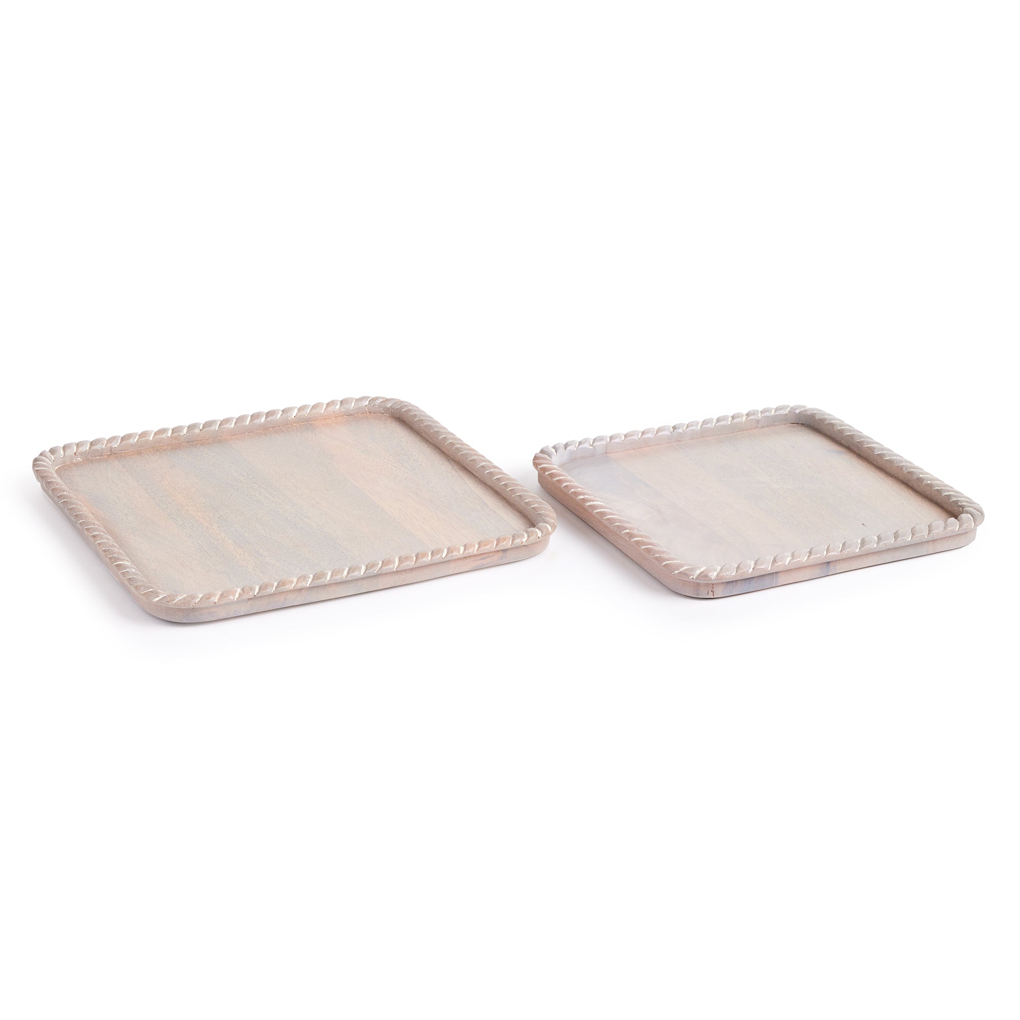 Hand carved from mango wood, this pair of trays is a sweet little accent for baked goods or a cheese tray. A little touch of natural wood tone is always on trend. Amethyst Home provides interior design, new construction, custom furniture, and area rugs in the Houston metro area.