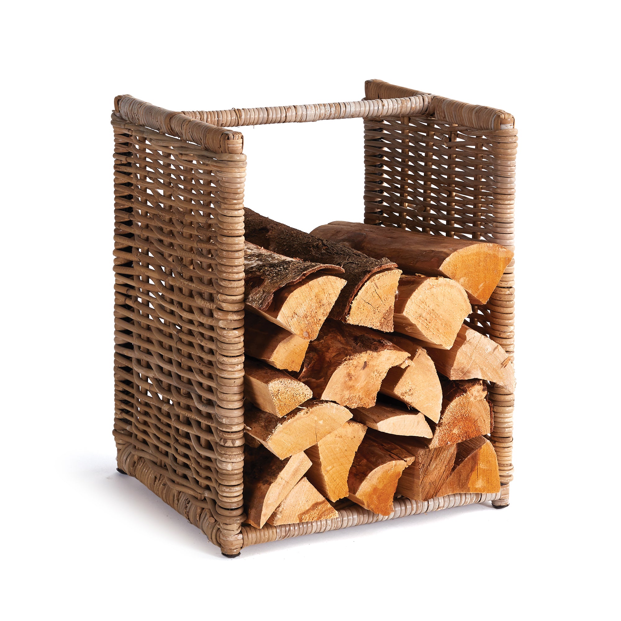 The wide, structured shape of this basket is ideal for the stack of painstakingly chopped wood logs. Place next to the hearth for a stylish, functional accent. Amethyst Home provides interior design, new construction, custom furniture, and area rugs in the Portland metro area.