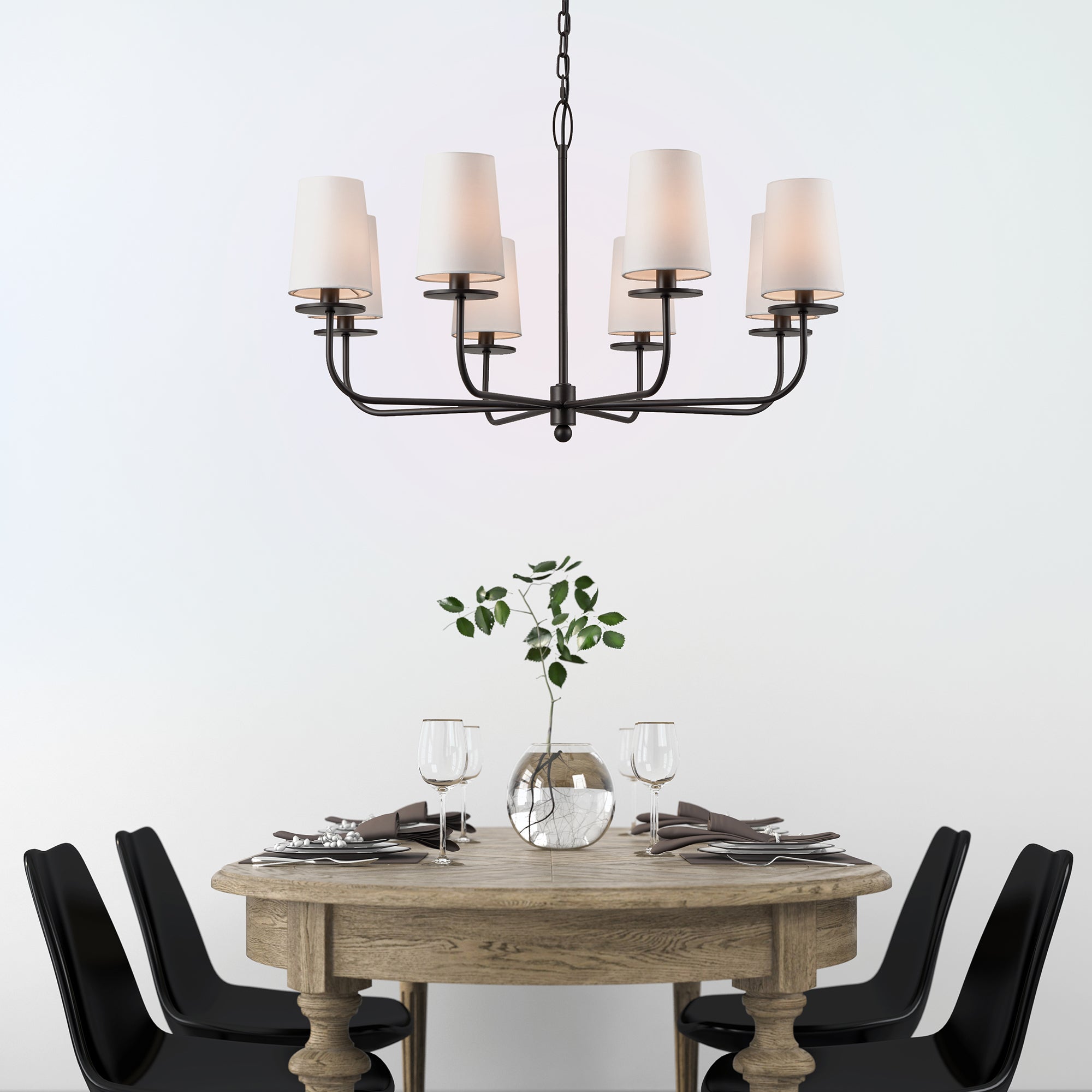 The Neville Chandelier is a fresh take on a classic shape. Subtle modern touches like the tapered shade and oil rubbed bronze finish complete the look. Amethyst Home provides interior design, new construction, custom furniture, and area rugs in the Scottsdale metro area.