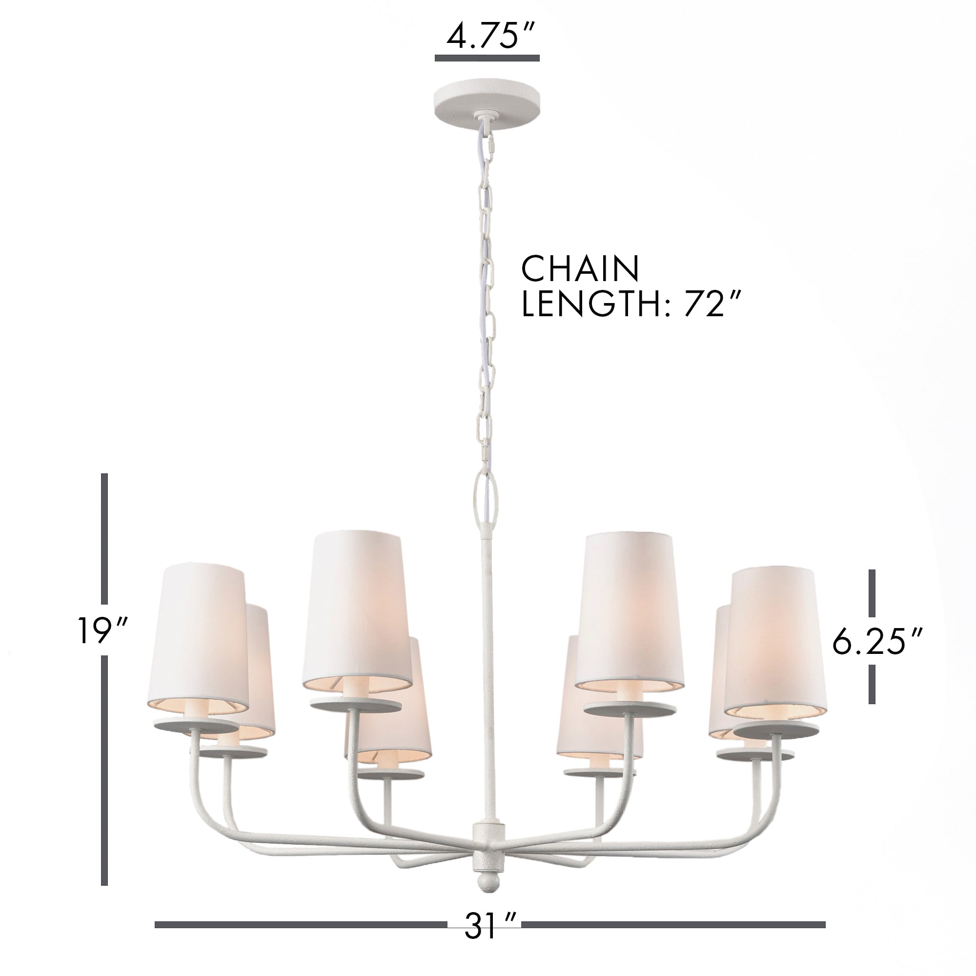 The Neville Chandelier is a fresh take on a classic shape. Subtle modern touches like the tapered shade and matte white finish complete the look. Amethyst Home provides interior design, new construction, custom furniture, and area rugs in the Seattle metro area.