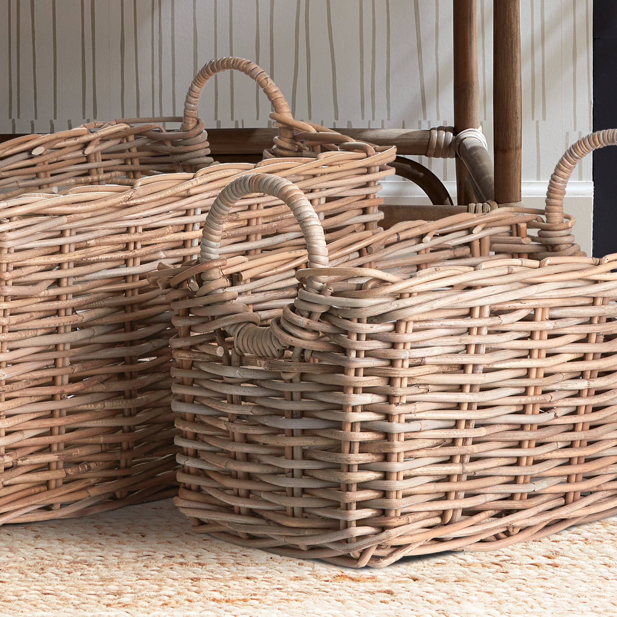 When it comes to the classic, casual appeal of rattan, these baskets are some of the best. The Halo is the cut out design of the handles that creates a unique circular detail. They make a great set of laundry baskets or any thing you need stored beautifully. Amethyst Home provides interior design, new construction, custom furniture, and area rugs in the Kansas City metro area.