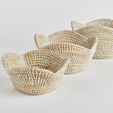 These well-scaled all natural baskets are hand-woven by skilled artisans using sustainable materials. With sculpted petal-like rims, they are just perfect for creating that spa-inspired look for home or office. Amethyst Home provides interior design, new construction, custom furniture, and area rugs in the Charlotte metro area.