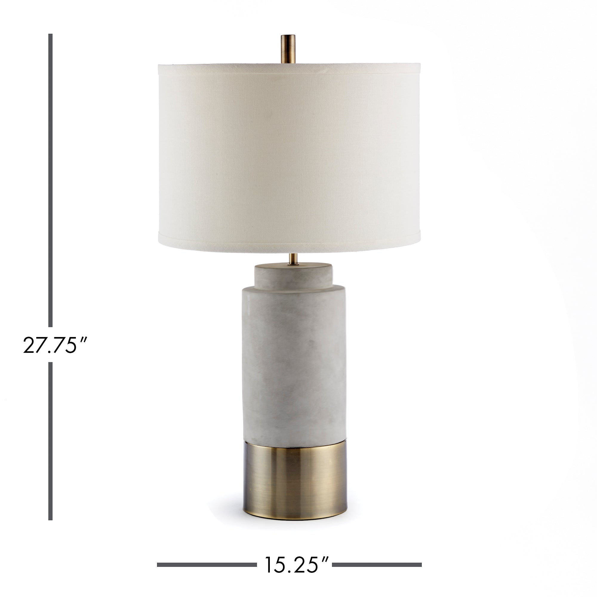 An unexpected mix of cement and brass accents make the Scully Cylinder lamp a stand out piece. The tall, narrow base and tailored shade are well-designed details not to be missed. Amethyst Home provides interior design, new construction, custom furniture, and area rugs in the Nashville metro area.