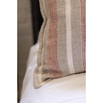 The Montecito Pillow With Insert is a 100% heavy weight hand loomed linen that features alternating thick and thin stripes in a warm color palette of terra cotta and natural surrounded by a 1/2” finished flange. Amethyst Home provides interior design services, furniture, rugs, and lighting in the Kansas City metro area.