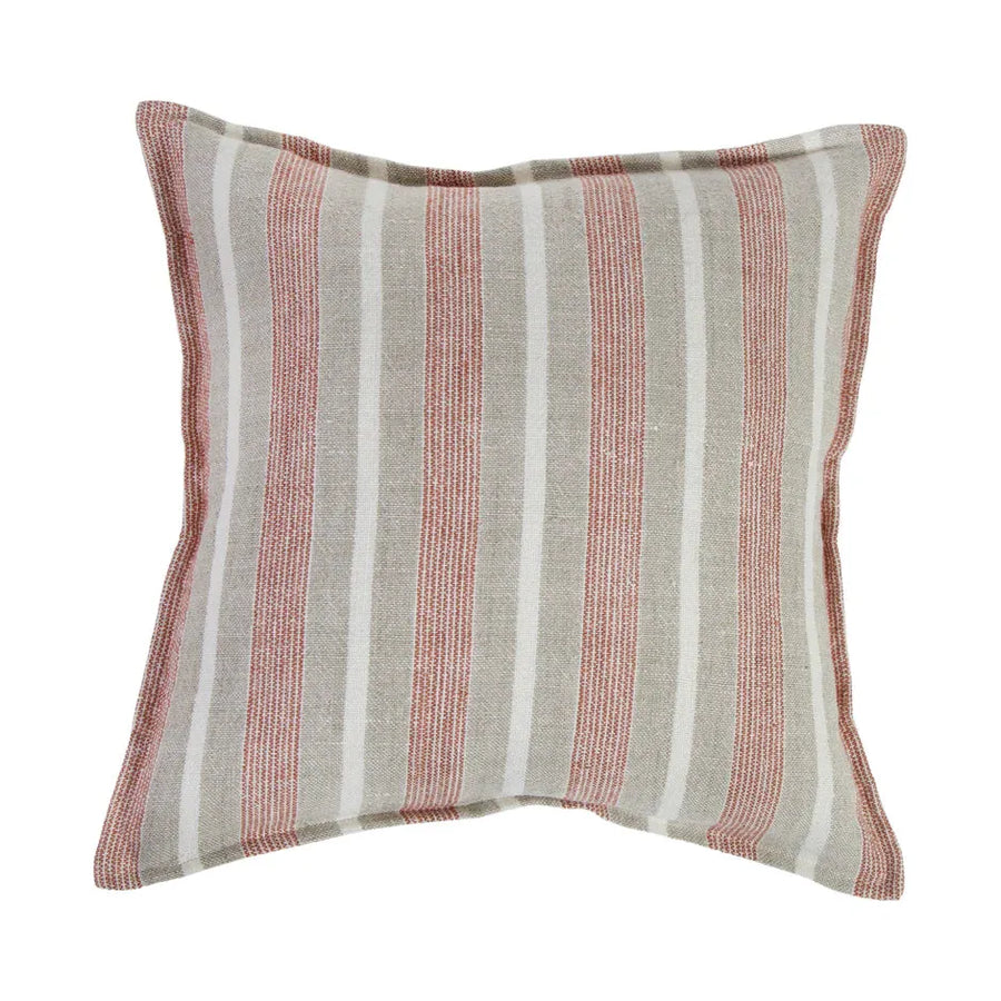 The Montecito Pillow With Insert is a 100% heavy weight hand loomed linen that features alternating thick and thin stripes in a warm color palette of terra cotta and natural surrounded by a 1/2” finished flange. Amethyst Home provides interior design services, furniture, rugs, and lighting in the Salt Lake City metro area.