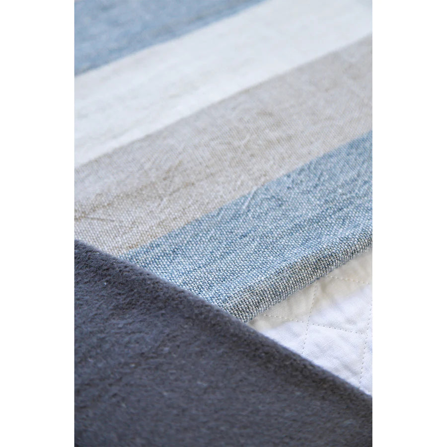 The Monterey Oversized Throw is a 100% heavy weight hand loomed linen that features broad coastal inspired stripes surrounded by soft tassels. Amethyst Home provides interior design services, furniture, rugs, and lighting in the Kansas City metro area.
