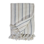 The Naples Oversized Throw is a 100% heavy weight hand loomed linen that features broad coastal inspired stripes surrounded by soft tassels. Amethyst Home provides interior design services, furniture, rugs, and lighting in the Des Moines metro area.