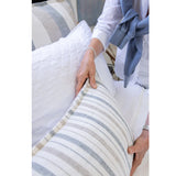 The Naples Pillow With Insert is a 100% hand-loomed, heavy weight linen that features a 1/2" flange and alternating thin and medium stripes of ocean and natural. Amethyst Home provides interior design services, furniture, rugs, and lighting in the Omaha metro area.