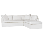 The Renata 2pc Slipcovered Sectional- Custom has clean lines and a soft back.  It has a modern essence and elegance that lends inviting appeal to your seating ensemble in your living room or den.   Overall: 111"w x 90"d x 30"h