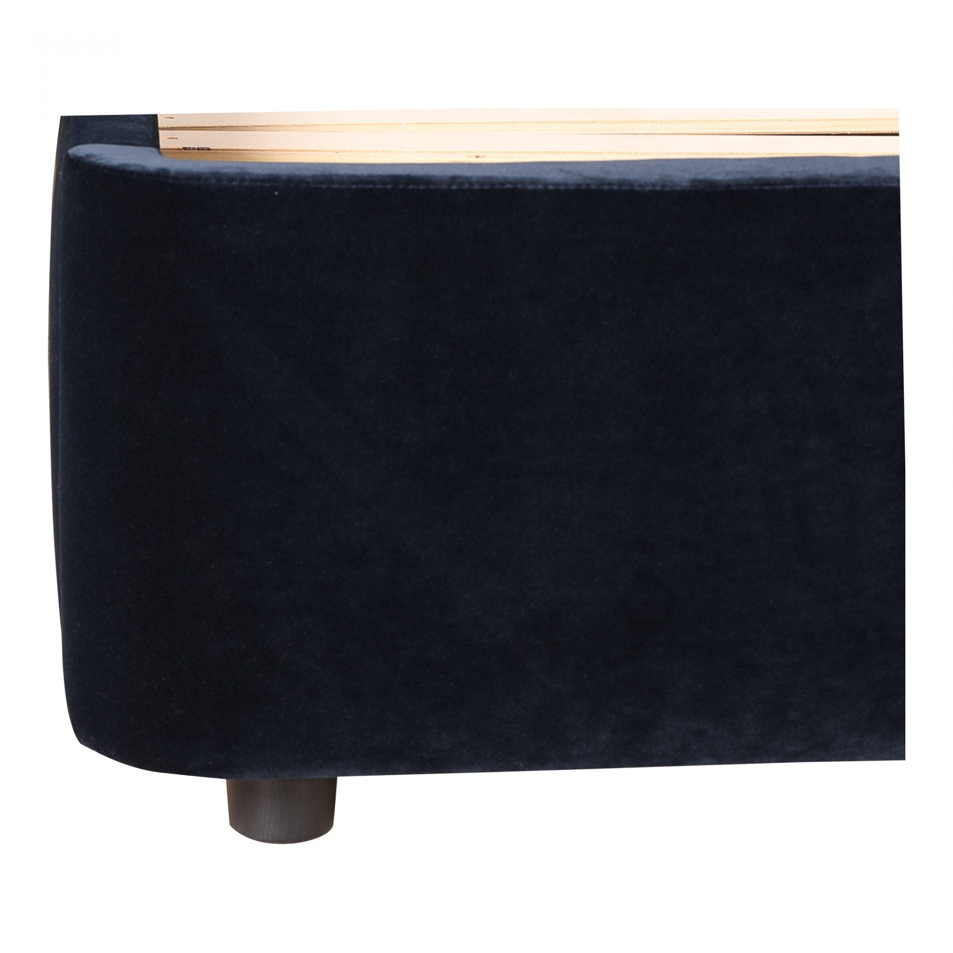 This Samara Blue Velvet Bed is a velvety dream. Made from solid pine and filed with foam for a plush look, this will elevate your bedroom and have you feeling like royalty.   King Dimensions: 90.5"W x 88"D x 43"H Queen Dimensions: 75"W x 88"D x 43"H  Materials: Upholstery - 100% Velvet Polyester, Solid Pine Frame