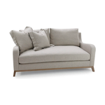 A Verellen classic, the June Sofa Family features:  Spring down seat construction Boxed style back pillows Loose bench style seat cushion Knife edge toss pillows 5 1/2″ H wood base