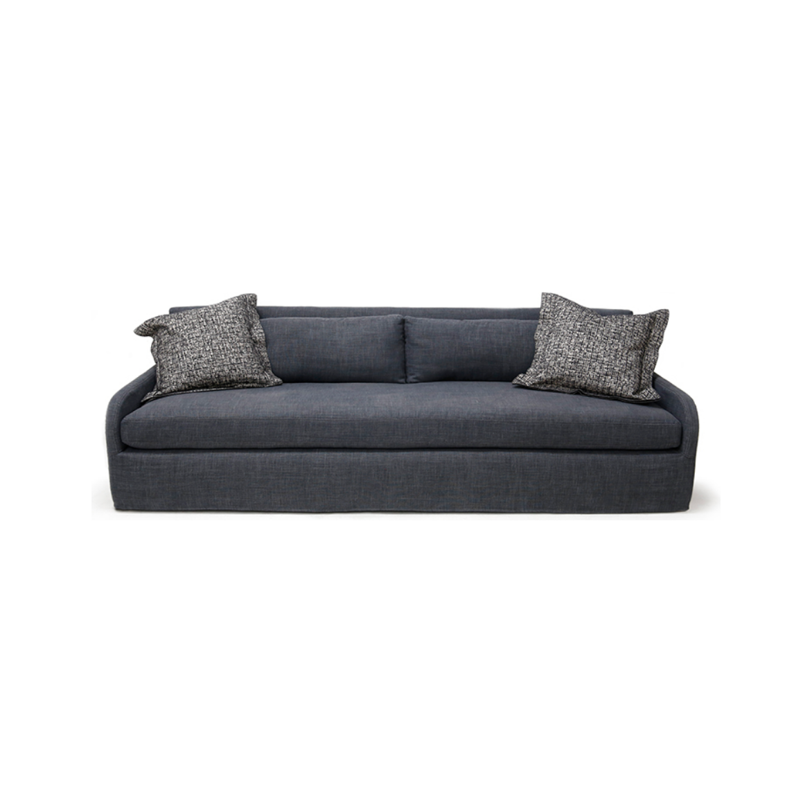 The Sophie Sofa is bench-crafted in Verellen's North Carolina atelier, and features:  •  Spring down seat construction •  Boxed style seat and back cushions •  Knife edge droopy microfiber toss pillows •  Double needle stitch detail •  2″ high legs