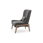 A modern masterpiece and Verellen best seller, the Fernando Exposed Wood Chair features:  Tight seat construction with fiber wrap Upholstered Double needle stitch detail Kidney pillow with large skip stitch Walnut base