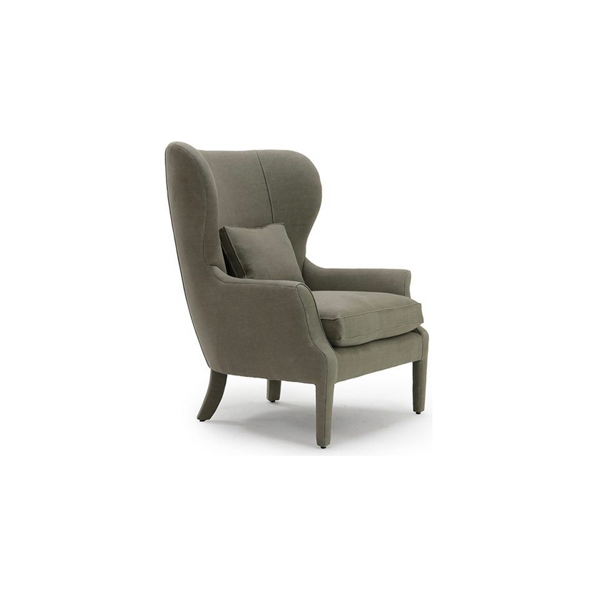 The Noella Wing Chair is a Verellen Essential.  The standard chair features:  foam down seat construction kidney pillow double needle stitch detail