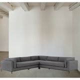 Featuring Grammercy 3-Piece Sectional - Bennett Charcoal by Four Hands at Amethyst Home. Flexible style, luxurious comfort and family-friendly upholstery. Clean, simple lines and a black iron base keep things casual and chic.
Overall Dimensions: 119"W x 119"L x 30"HColors: Matte Black, Bennett CharcoalMaterials: Iron, 100% PolyesterWeight: 284.39 lbVolume: 123.  Amethyst Home provides interior design, new home construction design consulting, vintage area rugs, and lighting in the Tampa metro area.