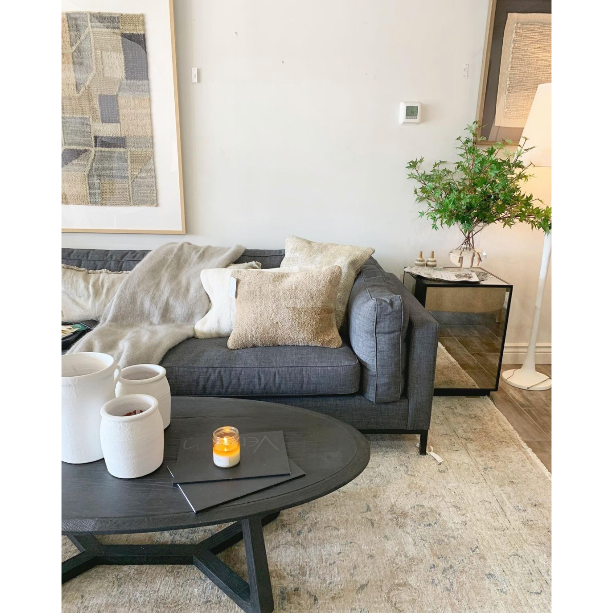 Featuring Grammercy 3-Piece Sectional - Bennett Charcoal by Four Hands at Amethyst Home. Flexible style, luxurious comfort and family-friendly upholstery. Clean, simple lines and a black iron base keep things casual and chic.
Overall Dimensions: 119"W x 119"L x 30"HColors: Matte Black, Bennett CharcoalMaterials: Iron, 100% PolyesterWeight: 284.39 lbVolume: . Amethyst Home provides interior design, new home construction design consulting, vintage area rugs, and lighting in the Charlotte metro area.