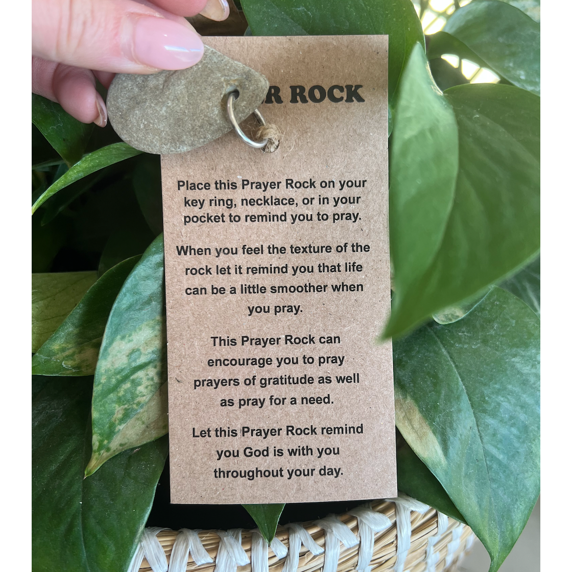 This Prayer Rock can be attached to your key ring, handbag, book bag or carried in your pocket to remind you to pray and that God is with you throughout your day. This Prayer Rock can encourage you to pray for a need as well as prayers of gratitude. When you feel the texture of the rock, let it remind you that life can be a little smoother when you pray. Amethyst Home provides interior design services, furniture, rugs, and lighting in the Malibu metro area.