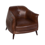 The Victor leather chair instantly transforms any living room into an infinitely sophisticated space. The tan leather upholstery and gently curved back are both chic and superbly comfortable. The chair is supported by a pocketed coil spring seating on solid oak wood legs for added durability.