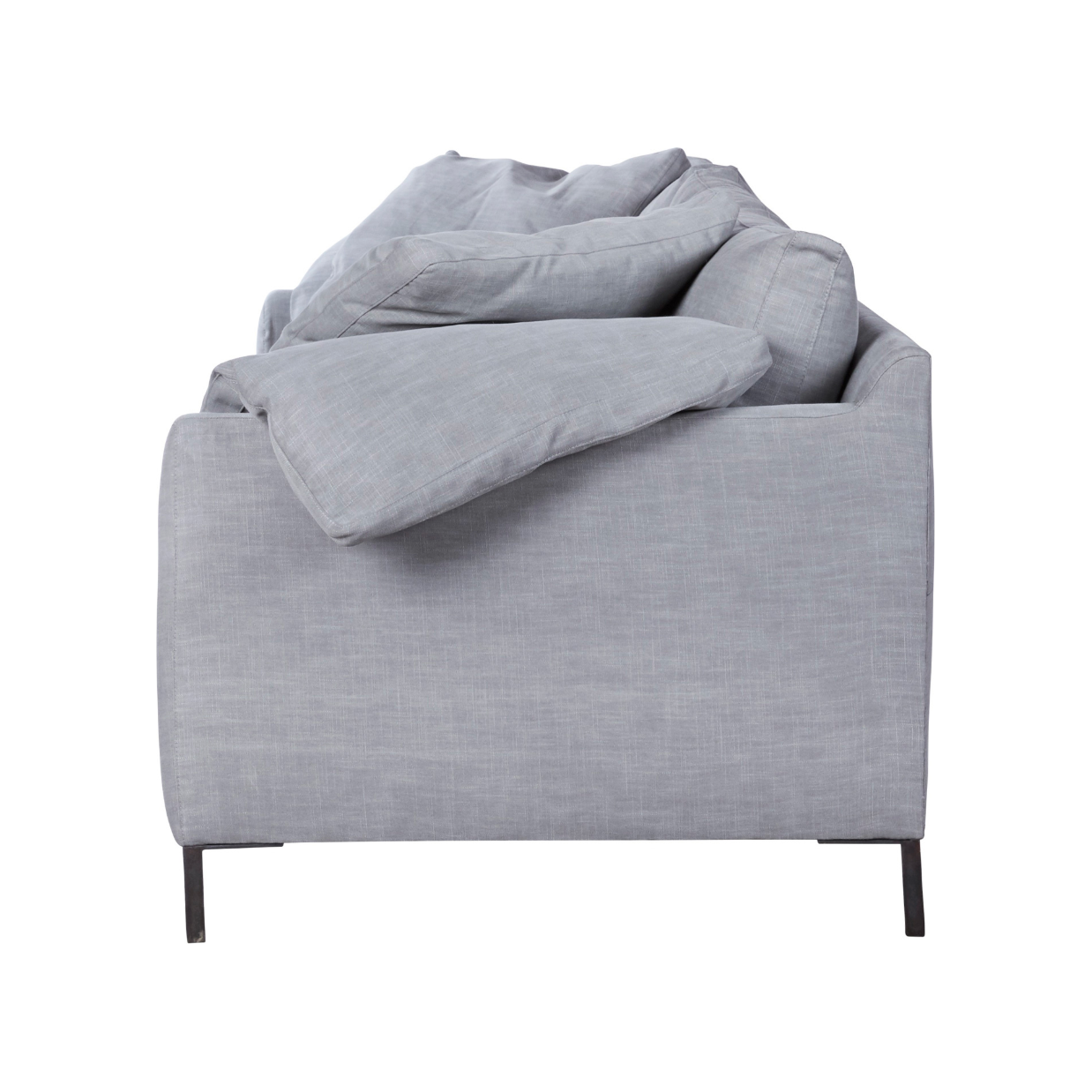 A love letter to the Radley sofa -- the metal iron feet and laid back approach to sitting is effortlessly chic.  A feather cloud cushion with down filled back cushions allow for a sit that is upright yet comfortably deep.  90"w x 30"h x 38"d Seat Space: 81"w x 25"d x 20"h