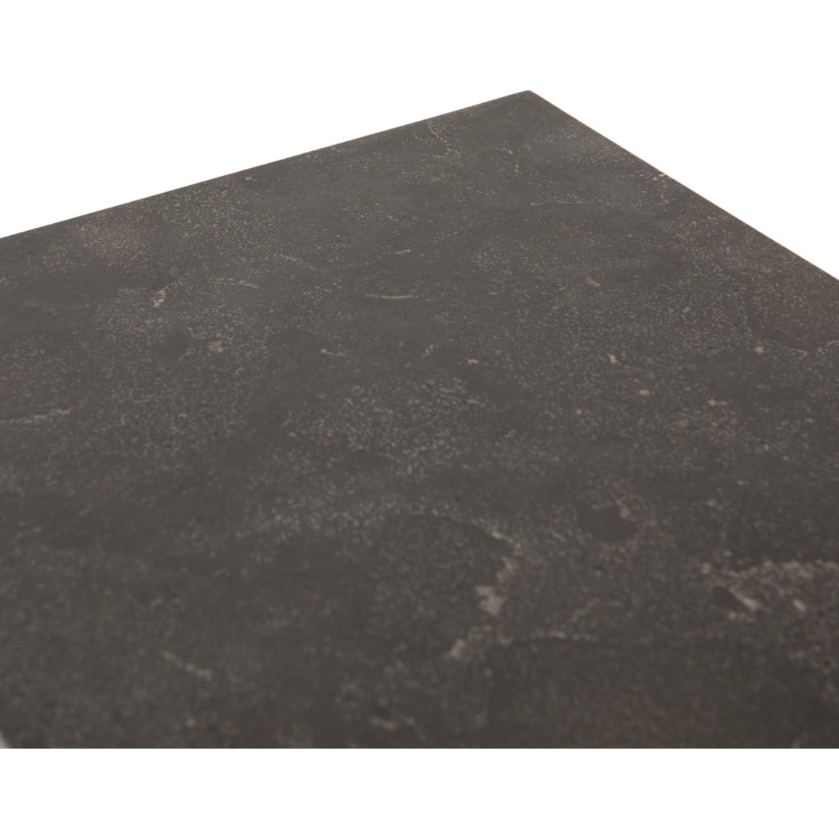 Spare beauty, casual elegance. A gunmetal Parson’s base with hand-rubbed, dimensional edges supports a rough-hewn bluestone slab that feels found and perfectly placed.  Dimensions: 60"w x 17"d x 32"h Materials: Iron, Bluestone Colors: Gunmetal, Bluestone