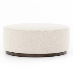 Sinclair Large Round Ottoman - Knoll Natural - Amethyst Home