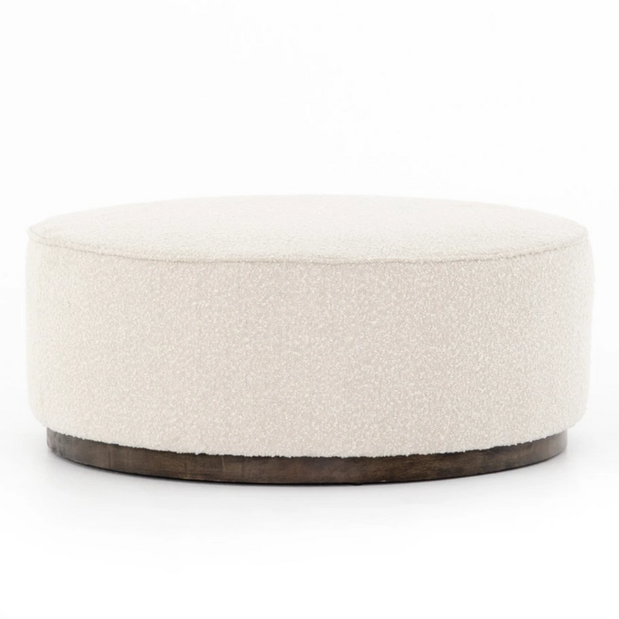 Sinclair Large Round Ottoman - Knoll Natural - Amethyst Home