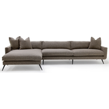 Instantly a modern classic, the Stella Sofa Family by Verellen is made with a sustainably harvested hardwood frame and 8-way hand-tied seat construction. It comes standard with:  • Spring Down Seat Construction • Boxed Back Pillows • Loose Bullnose Style Dual Seat Cushion • Boxed Toss Pillows • Center Seam on Front Rail • Double Needle • 8”H Metal Conical Leg with Black Matte Finish • Slipcover Not Available • Available as a Sectional