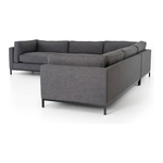 Featuring Grammercy 3-Piece Sectional - Bennett Charcoal by Four Hands at Amethyst Home. Flexible style, luxurious comfort and family-friendly upholstery. Clean, simple lines and a black iron base keep things casual and chic.
Overall Dimensions: 119"W x 119"L x 30"HColors: Matte Black, Bennett CharcoalMaterials: Iron, 100% PolyesterWeight: 284.39 lbVolume: 123.  Amethyst Home provides interior design, new home construction design consulting, vintage area rugs, and lighting in the Miami metro area.