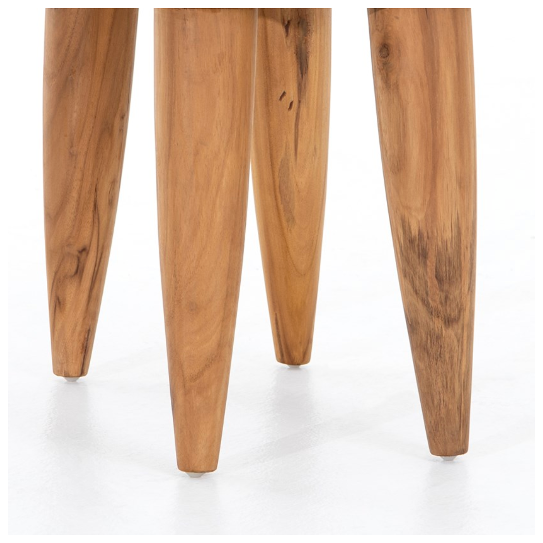 Featuring Zuri Outdoor Stool - Aged Natural Teak by Four Hands at Amethyst Home. Inspired by West African design, natural teak features organic knots, holes and graining to reflect its materials' rich roots, indoors or out. Cover or store inside during inclement weather and when not in use.
Overall Dimensions: 20"W x 13"L x 17"HColors: Aged Natural TeakMate.  Amethyst Home provides interior design, new home construction design consulting, vintage area rugs, and lighting in the Monterey metro area.