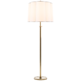 We love the silk shade and dimmer feature of the Simple Soft Brass Floor Lamp. It adds an elegant, warm glow to any living room, bedroom, or other area needing extra light.   Designer: Barbara Barry
