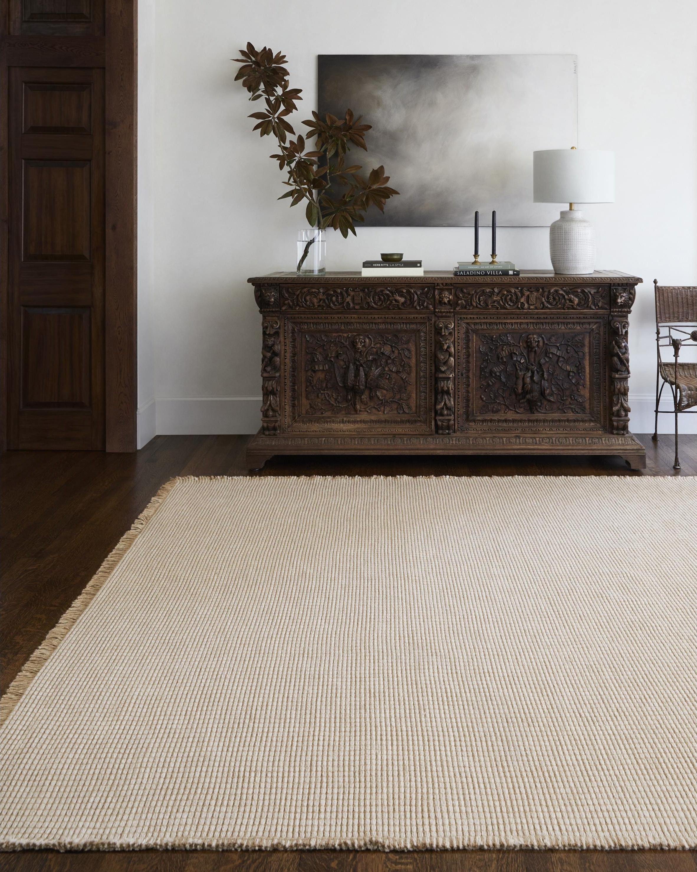This unique and exquisite Kimi area rug is a special collaboration piece from our Becki Owens x Surya line. The perfect addition to any space, this beautiful rug features a unique stitched design made of polypropylene and jute. Amethyst Home provides interior design, new home construction design consulting, vintage area rugs, and lighting in the Omaha metro area.