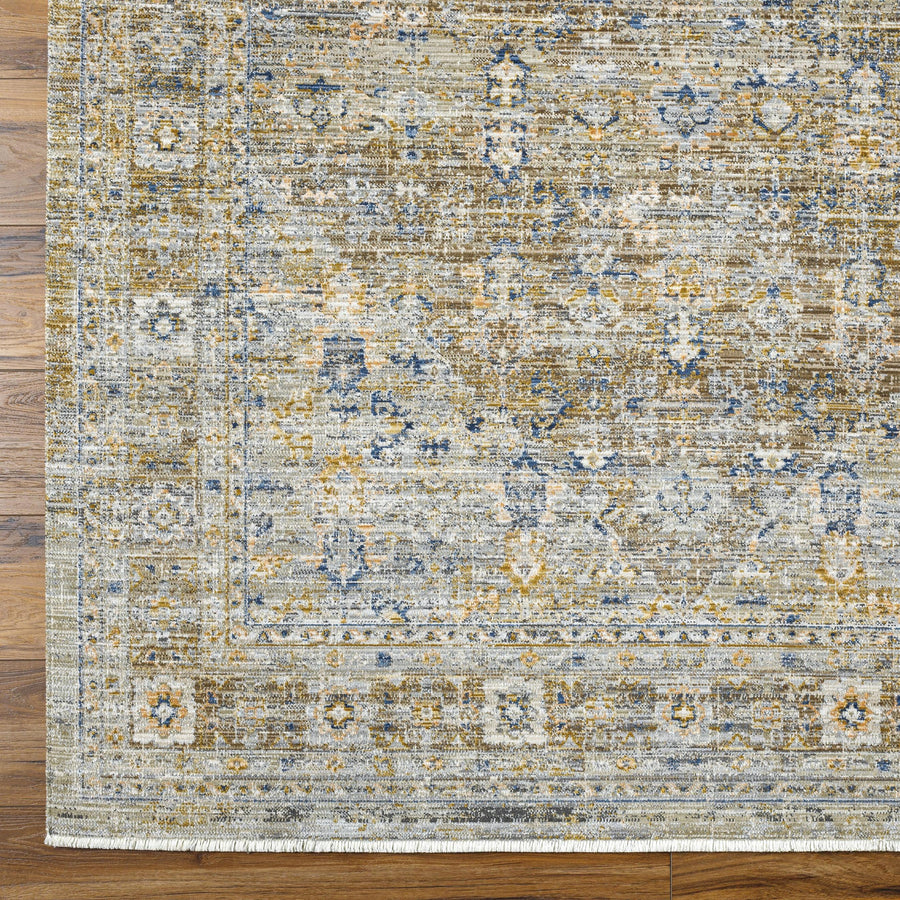 Introducing the Margaret area rug, a special collaboration piece between Surya and Becki Owens. This exquisite rug is the perfect addition to any space with its unique diamond center, warm taupes and a touch of navy. Amethyst Home provides interior design, new home construction design consulting, vintage area rugs, and lighting in the Houston metro area.