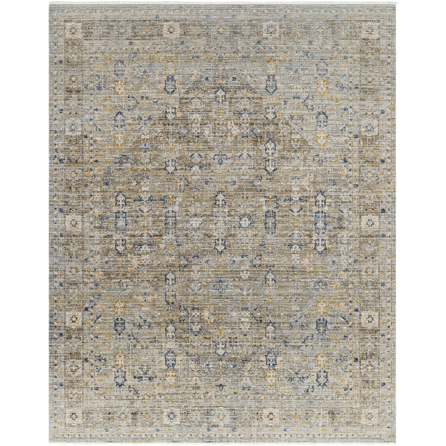 Introducing the Margaret area rug, a special collaboration piece between Surya and Becki Owens. This exquisite rug is the perfect addition to any space with its unique diamond center, warm taupes and a touch of navy. Amethyst Home provides interior design, new home construction design consulting, vintage area rugs, and lighting in the Los Angeles metro area.