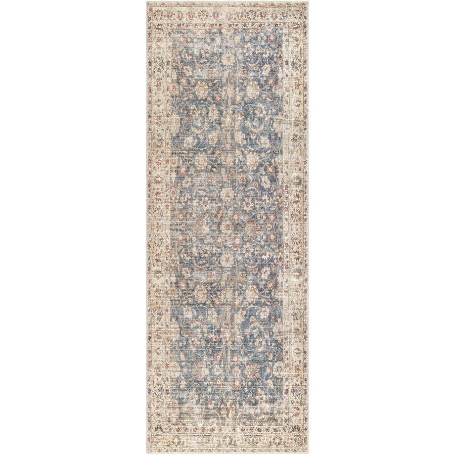 This exquisite Marlene area rug is the perfect addition to any space! It is the result of a special collaboration between Surya and Becki Owens, and features an elegant floral pattern in deep blue. The medium pile and high-traffic construction make it ideal for living rooms, bedrooms, and dining areas. Amethyst Home provides interior design, new home construction design consulting, vintage area rugs, and lighting in the Miami metro area.