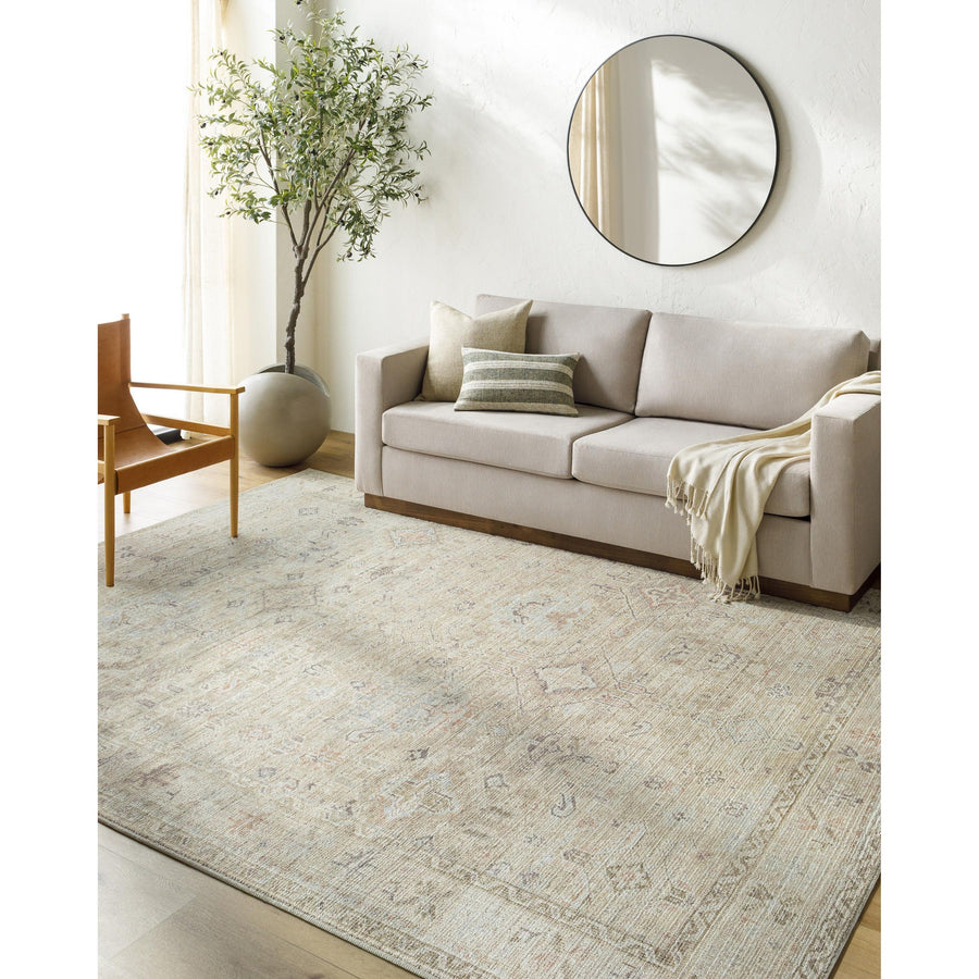 Introducing the Marlene area rug from Becki Owens x Surya, the perfect way to add a touch of style and luxury to any space. Crafted from durable polyester, this rug is designed for high traffic areas and will last for years to come. The vintage-inspired design features an elegant neutral color palette that adds a classic, timeless look to any room. Amethyst Home provides interior design, new home construction design consulting, vintage area rugs, and lighting in the Des Moines metro area.