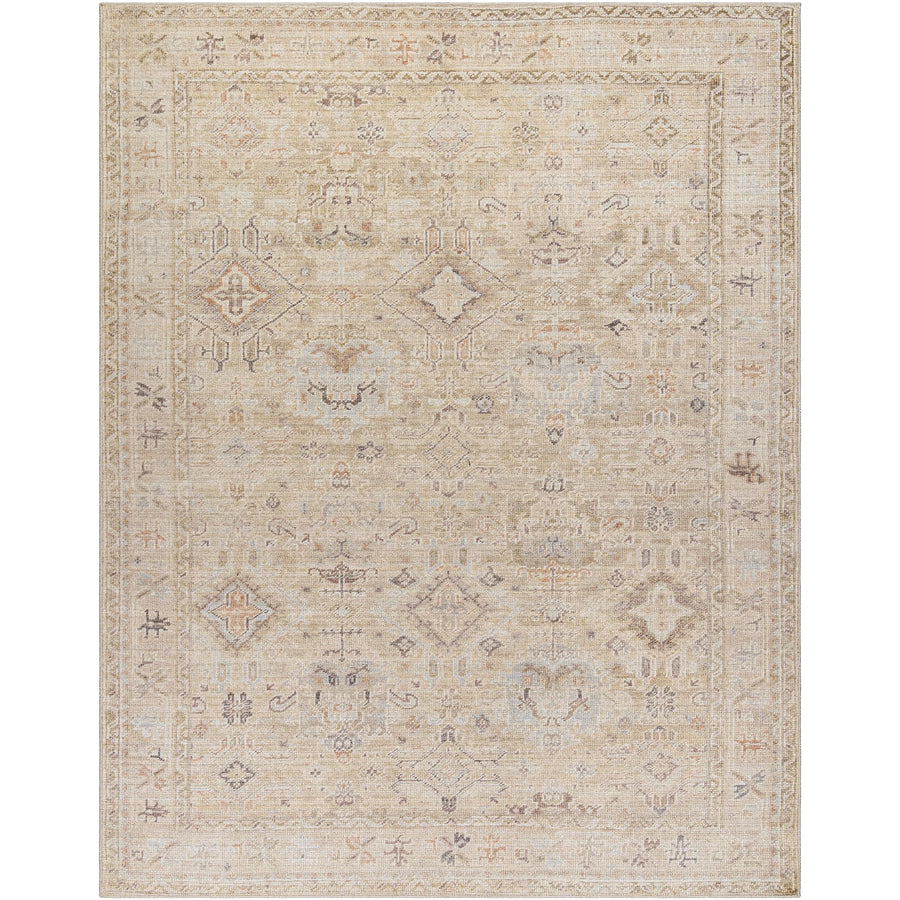 Introducing the Marlene area rug from Becki Owens x Surya, the perfect way to add a touch of style and luxury to any space. Crafted from durable polyester, this rug is designed for high traffic areas and will last for years to come. The vintage-inspired design features an elegant neutral color palette that adds a classic, timeless look to any room. Amethyst Home provides interior design, new home construction design consulting, vintage area rugs, and lighting in the Tampa metro area.
