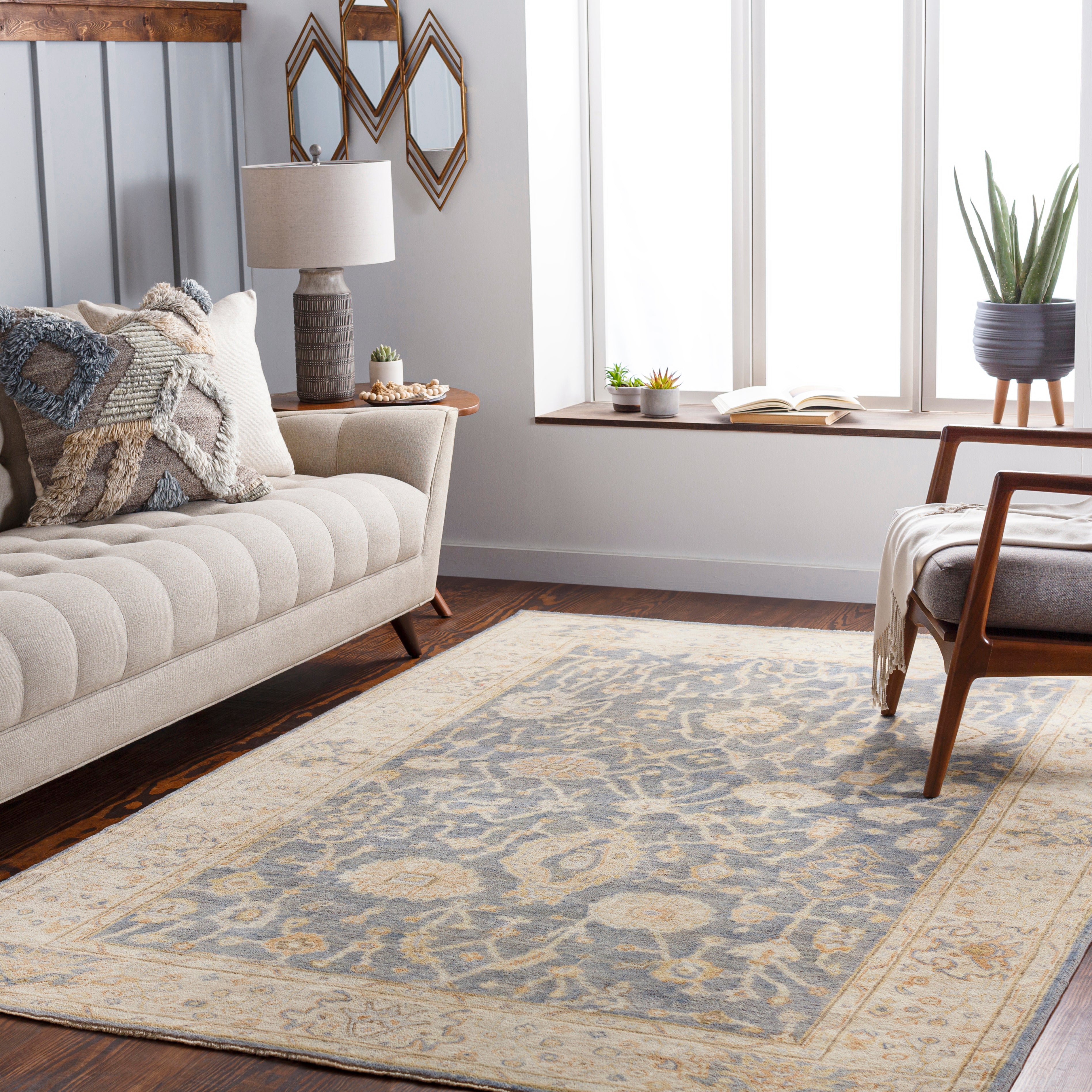 The Normandy Collection showcases traditional inspired designs that exemplify timeless styles of elegance, comfort, and sophistication. With their hand knotted construction, these rugs provide a durability that can not be found in other handmade constructions, and boasts the ability to be thoroughly cleaned as it contains no chemicals that react to water, such as glue. AmethystHome provides interior design, new construction, custom furniture, and rugs for Omaha metro area