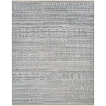 Featuring Pompei Pewter / Silver Hand-Knotted Rug by Surya at Amethyst Home. Add a touch of rustic elegance to your home with the Pompei Pewter / Silver hand-knotted rug. With their hand knotted construction, these washable rugs provide a durability that can not be found in other handmade constructions, and boasts the ability to be thoroughly cleaned as it contains no chemicals. Amethyst Home provides interior design, new construction, custom furniture, and area rugs in the Kansas City metro area.
