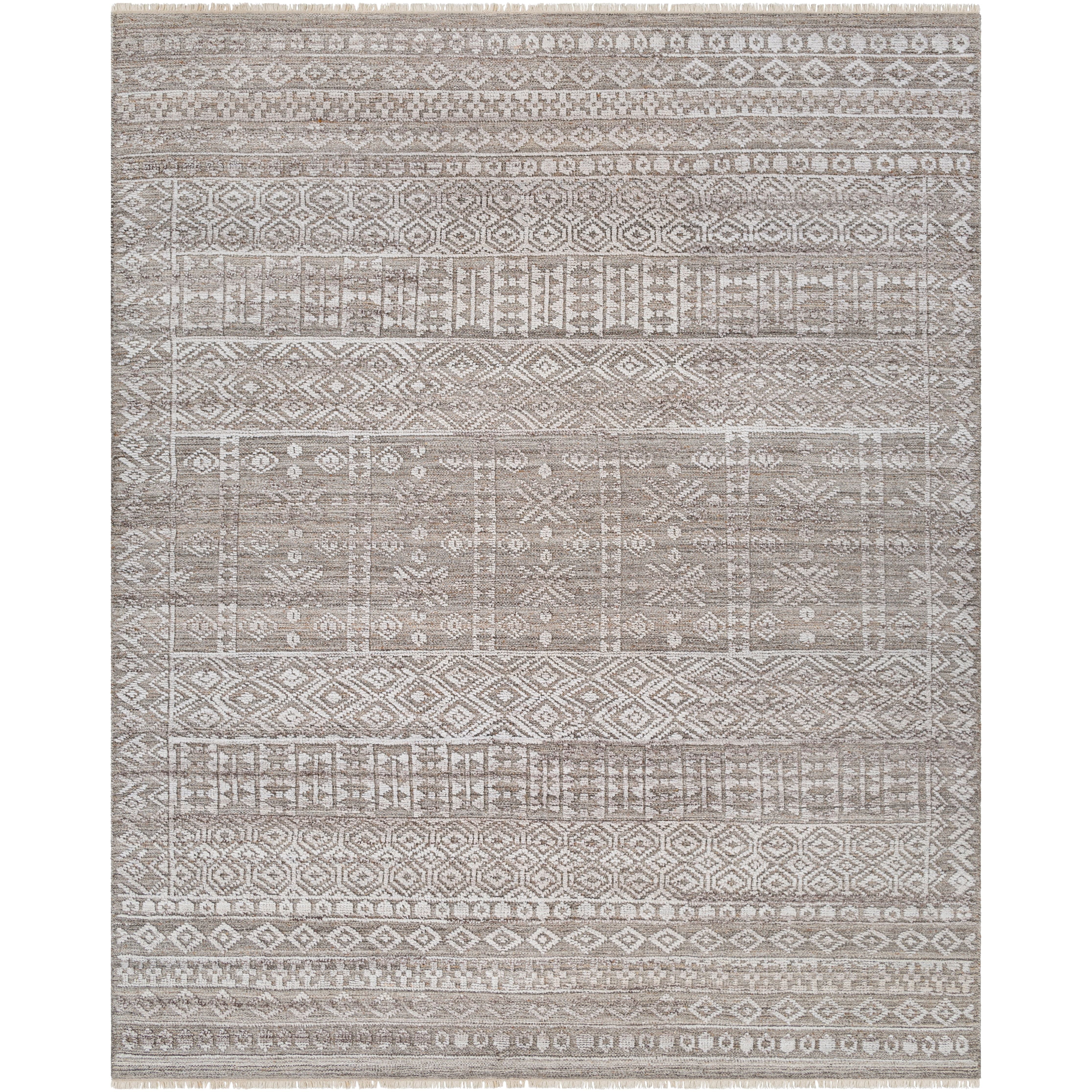 Add a touch of rustic elegance to your home with the Pompei Rust / Silver hand-knotted rug by Surya featuring recycled PET yarn. This rug is indoor and an outdoor rug, is a washable rug, and perfect for a high traffic area. Amethyst Home provides interior design, new construction, custom furniture, and area rugs in the Kansas City metro area.