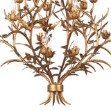 We love the vintage charm of this Trillium Chandelier by Regina Andrew with its detailed flowers and branches gilded in gold leaf. An elegant chandelier to place in any living room, entry way, or dining room.   Overall Dimension: 34"w x 34"d x 39"h 