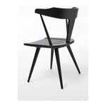 This new take on the mid-century Windsor chair, the Ripley Dining Chair has a bowed, sculptural silhouette. A soft black finish adds movement to the wood by highlighting the natural grain of weathered oak. The chair is perfect for the chic, modern dining room look.