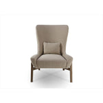 A modern masterpiece and Verellen best seller, the Fernando Wing Chair has a gorgeous exposed wood and is the perfect place to snuggle with your furry friend or drink your favorite warm drink. This chair features:  Tight seat construction with fiber wrap Upholstered Double needle stitch detail Kidney pillow with large skip stitch Walnut base
