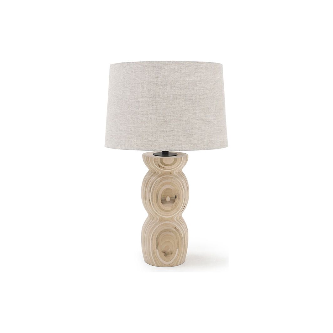 The Verona Table Lamp is hand-turned from sustainably harvested hardwood by Verellen in North Carolina. Each lamp is made uniquely for you with a beautiful, raw layered lumber finish Base: 7"w x 24"h Overall Height: 34"h