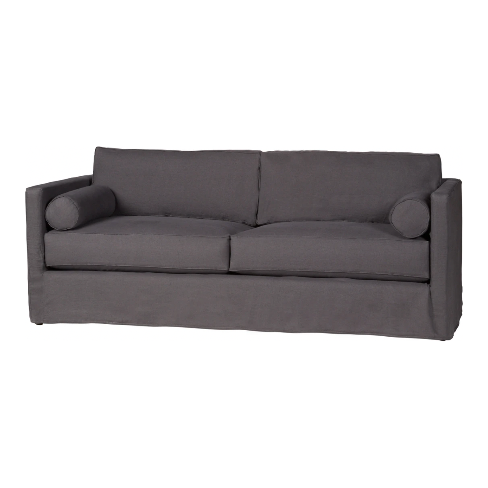 Refresh your space with a touch of transitional style. The Vista Slipcovered Sofa by Cisco Brothers showcases an angular, modern silhouette with flat welt detailing. This sofa has a soft fill two-over-two seat and feather cloud back cushion fill. The structured design is softened by lumbar pillows.      Overall: 84"w x 36"d x 28"h