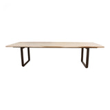The Wilks Dining Table has a sturdy iron frame with a gorgeous, natural piece of white wood for the top. Each table is completely unique to you!  Size: 118"W x 39"D x 30"H Material: Solid Mango, Iron Legs