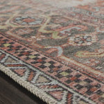 The Loren Terracotta / Sky area rug from Loloi captures the spirit of a one-of-a-kind vintage or antique area rug. You will love this rug because the rug is:   Perfect for families with kids and pets Very easy to clean and maintain Comes in big area rug sizes and as cute kitchen and hallway runners Looks gorgeous with the intricate pattern and patina Warms up any room with tones of red, blue, ivory Power Loomed 100% Polyester LQ-15 Terracotta/Sky Colors: Red, Blue, Ivory