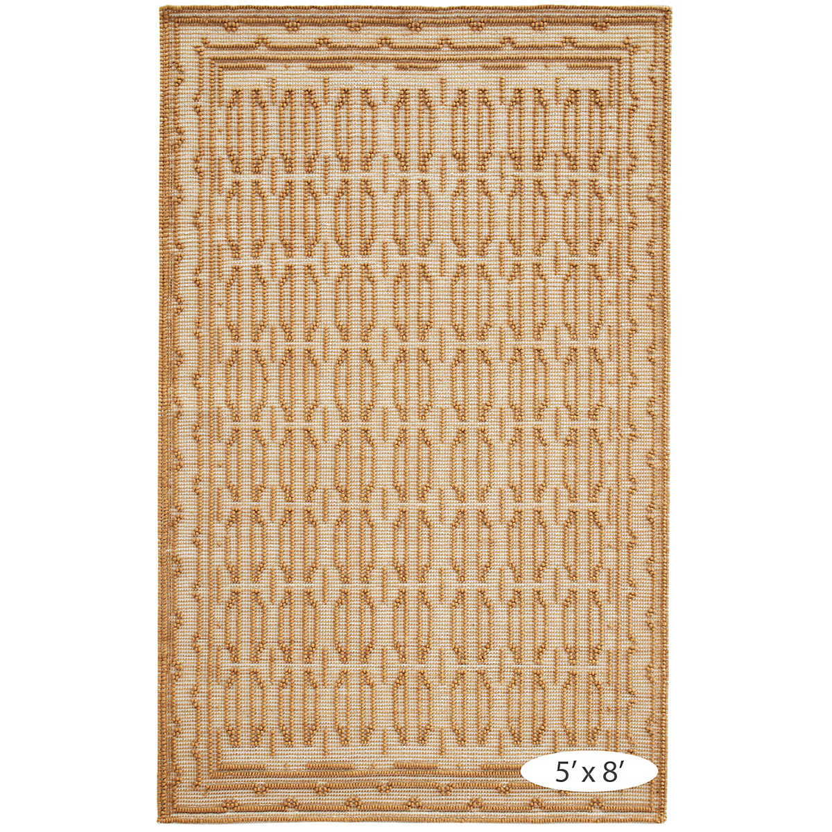 The Campbell Sand Rug relief pattern plays across a gently marled woven wool ground, accentuating the graphic dimension created by the different weaves. The central motif is repeated inversely to create a border around this sumptuous rug. Amethyst Home provides interior design services, furniture, rugs, and lighting in the Des Moines metro area.