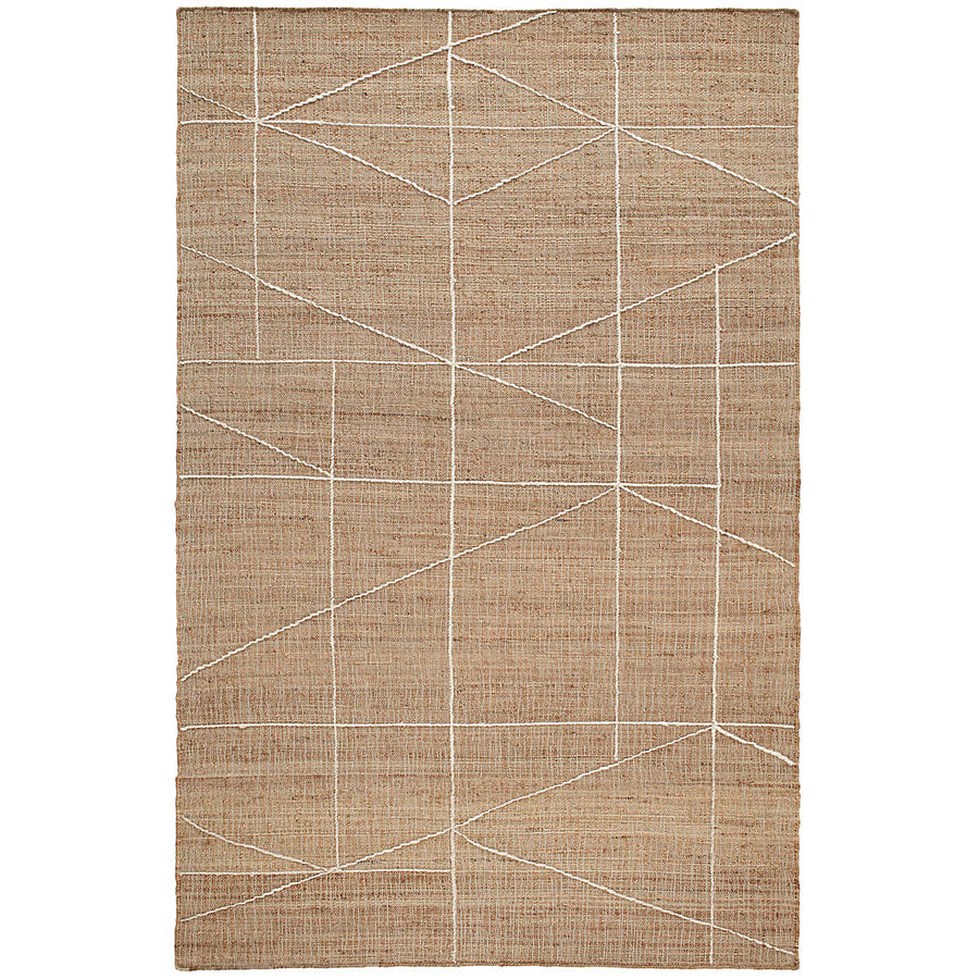 The Judson Natural/Ivory gorgeous flatwoven rug, hand-loomed from slubby, naturally colored jute makes a bold and sustainable statement that's punctuated with a random, large-scale geometry of cotton embroidery. Amethyst Home provides interior design services, furniture, rugs, and lighting in the Dallas metro area.