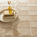 The Ojai Wheat Rug features a geometric diamond pattern with multi tonal textural stitches executed in a two colors, creating an intriguingly hypnotic effect on this contemporary rug. Handwoven in India, this is a compelling composition for the modern interior. Amethyst Home provides interior design services, furniture, rugs, and lighting in the Miami metro area.