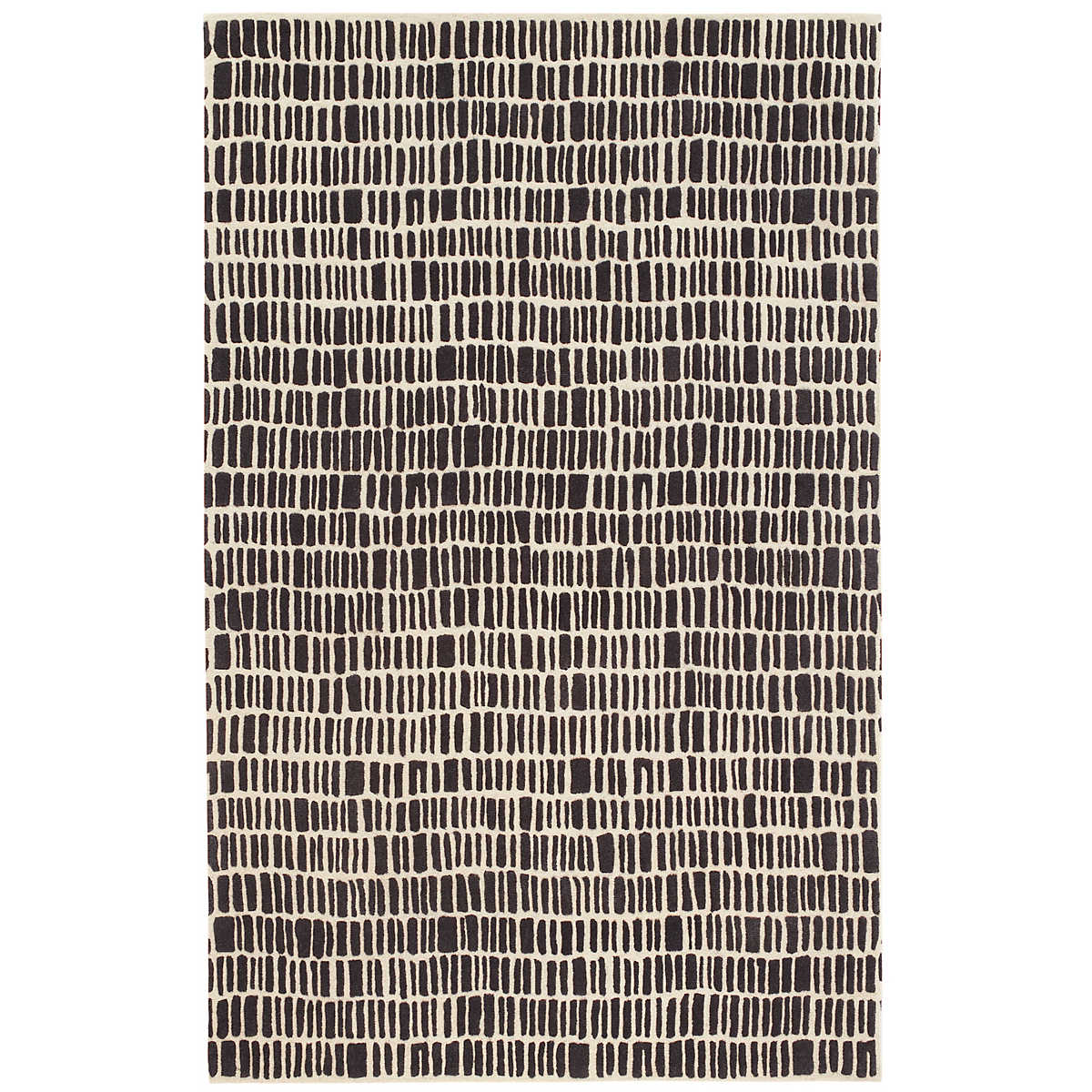 The Roark Charcoal Rug design of this luxurious, plush wool rug conjures surfaces of ancient hand-laid rock walls. The contrast between stone and mortar is further represented by the meticulously tufted high and low levels of the velvety hand-sheared pile. Amethyst Home provides interior design services, furniture, rugs, and lighting in the Kansas City metro area.